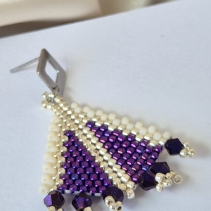 Cercei Purple Arrow  - bijuterii - cercei - cercei din mărgele - Artynos.ro