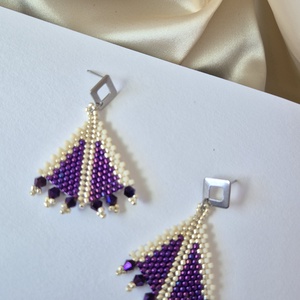 Cercei Purple Arrow  - bijuterii - cercei - cercei din mărgele - Artynos.ro