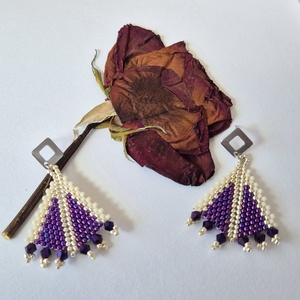 Cercei Purple Arrow  - bijuterii - cercei - cercei din mărgele - Artynos.ro