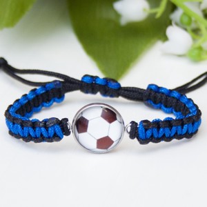Bratara macramé impletita pentru copii - Fotbal albastru/negru, , , ARTYNOS