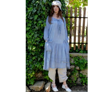 IBI-RUHA / albastru cer noros - rochie flapper lagenlook artsy - îmbrăcăminte și modă - haine damă - rochie, dintr-o bucată - Artynos.ro