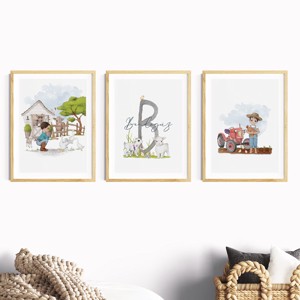 Viața la fermă, decorațiuni de perete, set poster cu monogramă, 3 bucăți -  - Artynos.ro