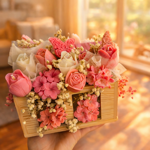 Aranjament flori in casuta de lemn  - casă & stil de viață - decorațiuni de casă - accesorii florale - cutii cu flori - Artynos.ro