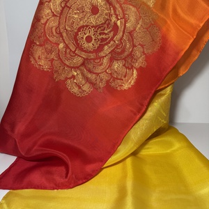 Foc si Soare  esarfa unicat din matase naturala, pictata manual, 35130 cm, Imbracaminte si moda, Esarfe, palarii, fularuri, Sal, esarfa de cap, , ARTYNOS