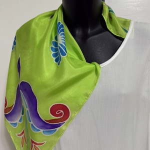 Armonie Verde de Toamna  esarfa din matase pictata manual, 5555 cm, Imbracaminte si moda, Esarfe, palarii, fularuri, Sal, esarfa de cap, , ARTYNOS