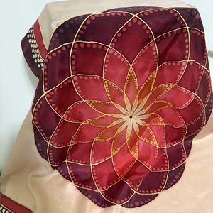 Rubin Mandala  esarfa din matase pictata manual, Imbracaminte si moda, Esarfe, palarii, fularuri, Sal, esarfa de cap, , ARTYNOS