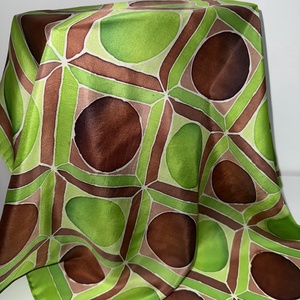 Esarfa patrata din matase naturala 100% pictata manual 74x74 cm - Verde Modern - îmbrăcăminte și modă - eșarfe, pălării, fularuri - șal, eșarfă de cap - Artynos.ro