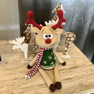 Rollie, a rénszarvas - amigurumi, Accesorii de Craciun, Decoratiuni de Craciun de casa, Spiridusi de Craciun, figurine, Crosetat, Papusi si fabricare de marionete, ARTYNOS