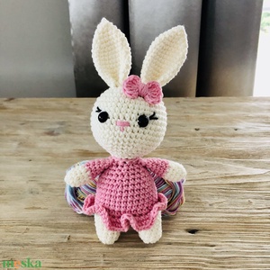 Iepurasa crosetata alb-roz - amigurumi, Jucarii si echipamente pentru copii, Plusuri, Papusa crosetata, papusa de plus, Crosetat, Papusi si fabricare de marionete, ARTYNOS