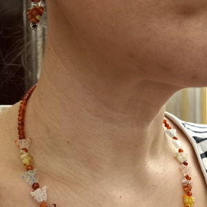 Set handmade cu margele millefiori, murano si argint - bijuterii - seturi de bijuterii - Artynos.ro