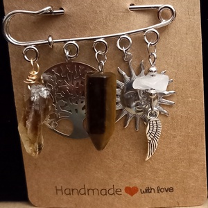 Brose handmade cu pietre semipretioase si elemente inox - bijuterii - broșă, insigne - agrafe haine și pantofi - Artynos.ro
