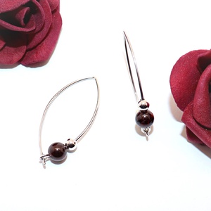 Pereche de cercei de damă din argint cu pietre de granat (EF.024) - bijuterii - cercei - cercei din argint - Artynos.ro