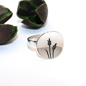 Inel de damă din argint cu model de trandafir, mărimea 57, reglabil (EGY.010) - bijuterii - inele - inele statement - Artynos.ro