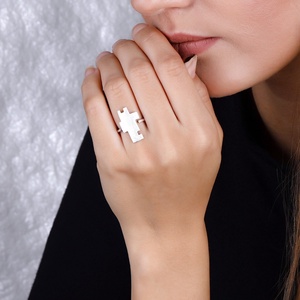 Cubist, inel de damă din argint, mărimea 58, reglabil (EGY.040) - bijuterii - inele - inele statement - Artynos.ro