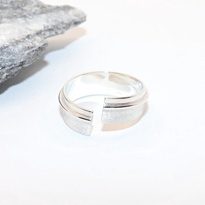 Verighetă, mat și strălucitor, inel de damă din argint, mărimea 59, reglabil (EGY.202) - bijuterii - inele - inele din argint - Artynos.ro