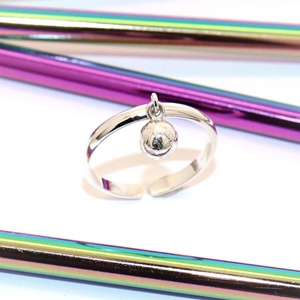 Inel cu minge zgariata in miscare, inel de dama din argint, marimea 61, reglabil (EGY.228), Bijuterii, Inele, Inele statement, Confectionarea bijuteriilor, Giuvaergiu, ARTYNOS