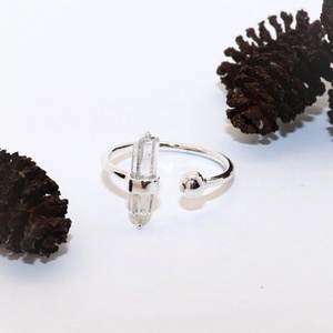 Inel de damă din cristal de stâncă, argint, mărimea 58, reglabil (EGY.282) - bijuterii - inele - inele din argint - Artynos.ro