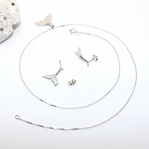 Set argintiu pentru femei cu aripioare de delfin (ESZ.014) - bijuterii - seturi de bijuterii - Artynos.ro