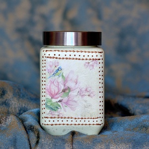 Borcan de depozitare Magnolie, Casă & Stil de viață, Accesorii pentru echipamente de bucătărie, Instrumente de depozitare pentru bucătărie, Cutie ceai, cutie cafea, Decoupage, transfer și tehnici șervețel, ARTYNOS