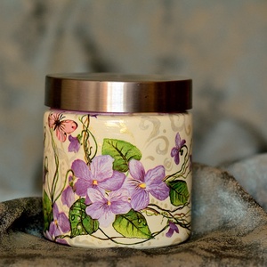 Borcan de depozitare Violete, Casă & Stil de viață, Accesorii pentru echipamente de bucătărie, Instrumente de depozitare pentru bucătărie, Cutie ceai, cutie cafea, Decoupage, transfer și tehnici șervețel, ARTYNOS