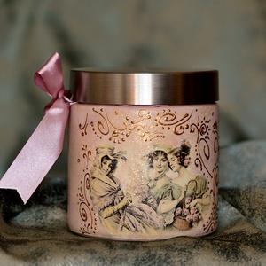 Borcan de depozitare Vintage Ladies with roses, Casă & Stil de viață, Accesorii pentru echipamente de bucătărie, Instrumente de depozitare pentru bucătărie, Cutie ceai, cutie cafea, Decoupage, transfer și tehnici șervețel, ARTYNOS