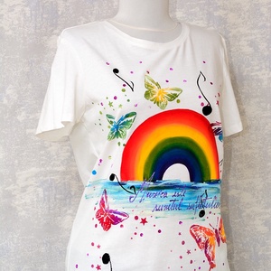 Tricou pictat manual, unicat - îmbrăcăminte și modă - haine damă - tricou și top de damă - Artynos.ro