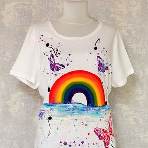 Tricou pictat manual, unicat - îmbrăcăminte și modă - haine damă - tricou și top de damă - Artynos.ro