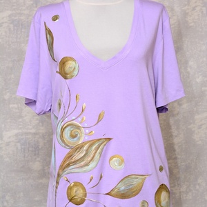 Tricou pictat, unicat, Joy Collection, Îmbrăcăminte și modă, Haine damă, Tricou și top de damă, Pictură, ARTYNOS