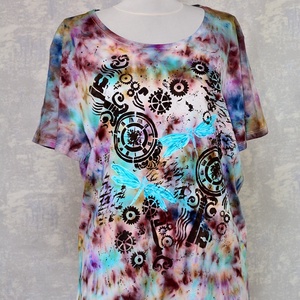 Tricou Tie and Dye, Libelule în timp, unicat, Imbracaminte si moda, Haine dama, Tricou si top de dama, Pictura, ARTYNOS