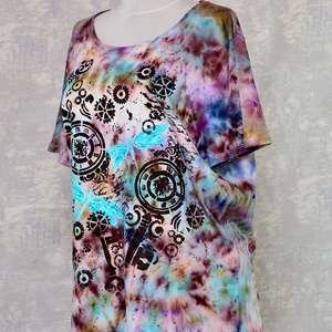 Tricou Tie and Dye, Libelule în timp, unicat - îmbrăcăminte și modă - haine damă - tricou și top de damă - Artynos.ro