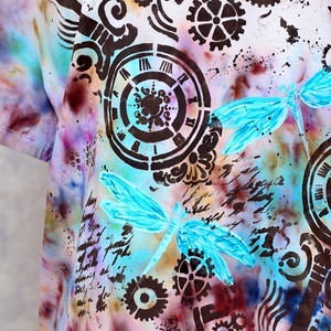 Tricou Tie and Dye, Libelule în timp, unicat - îmbrăcăminte și modă - haine damă - tricou și top de damă - Artynos.ro