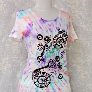 Tricou Tie and Dye, Libelule în timp, unicat - îmbrăcăminte și modă - haine damă - tricou și top de damă - Artynos.ro