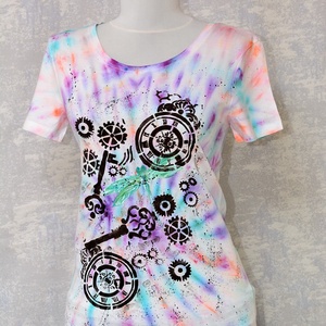 Tricou Tie and Dye, Libelule în timp, unicat - îmbrăcăminte și modă - haine damă - tricou și top de damă - Artynos.ro
