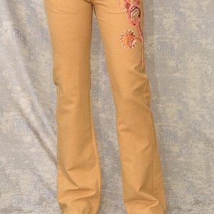 Pantaloni cu pictura florala, unicat - Artynos.ro