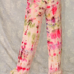 Pantaloni de in Tie and Dye, unicat - îmbrăcăminte și modă - haine damă - pantaloni damă - Artynos.ro