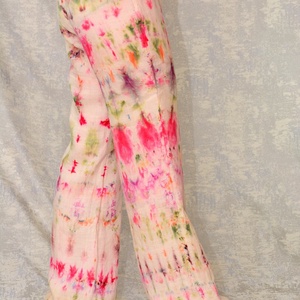 Pantaloni de in Tie and Dye, unicat - îmbrăcăminte și modă - haine damă - pantaloni damă - Artynos.ro
