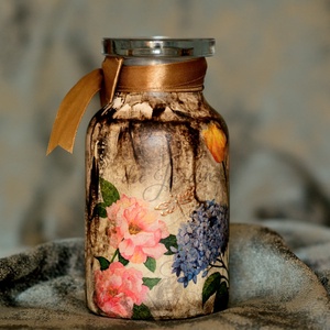 Borcan, Casa & Stil de viata, Accesorii pentru echipamente de bucatarie, Instrumente de depozitare pentru bucatarie, Recipient pentru unt si borcane miere, Decoupage, transfer si tehnici servetel, ARTYNOS