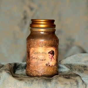 Borcan de depozitare, Casa & Stil de viata, Accesorii pentru echipamente de bucatarie, Instrumente de depozitare pentru bucatarie, Recipient pentru unt si borcane miere, Decoupage, transfer si tehnici servetel, ARTYNOS