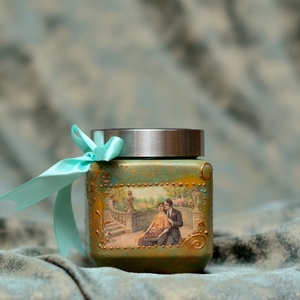 Borcan de depozitare, Casa & Stil de viata, Accesorii pentru echipamente de bucatarie, Instrumente de depozitare pentru bucatarie, Recipient pentru unt si borcane miere, Decoupage, transfer si tehnici servetel, ARTYNOS