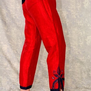 Pantaloni cu pictură abstractă, unicat - îmbrăcăminte și modă - haine damă - pantaloni damă - Artynos.ro