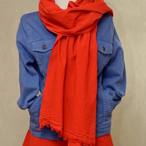 Esarfa rosie din panza topita de bumbac, Imbracaminte si moda, Esarfe, palarii, fularuri, Esarfe, Cusatura, ARTYNOS