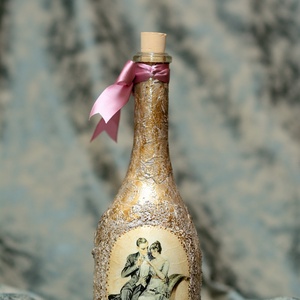 Sticla decorta manual, unicat, Casa & Stil de viata, Accesorii pentru echipamente de bucatarie, Accesorii de servire, Seturi de sticla, pahare, Decoupage, transfer si tehnici servetel, ARTYNOS