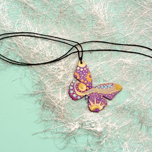 Pandantiv fluture, pictat manual, unicat, Bijuterii, Coliere, Coliere cu pandative, Pictura, ARTYNOS