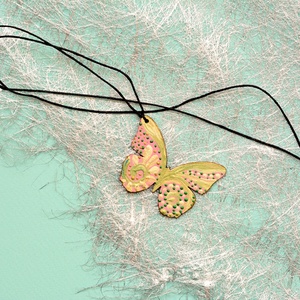 Pandantiv fluture, pictat manual, unicat, Bijuterii, Coliere, Pandative, Pictura, ARTYNOS