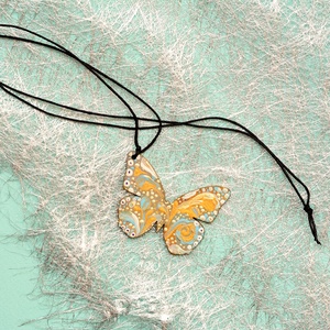 Pandantiv fluture, pictat manual, unicat, Bijuterii, Coliere, Pandative, Pictura, ARTYNOS