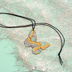 Pandantiv fluture, pictat manual, unicat, Bijuterii, Coliere, Pandative, Pictura, ARTYNOS