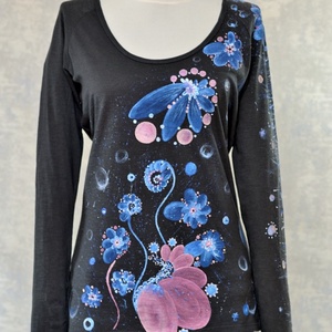 Bluza cu pictura abstracta, unicat, Imbracaminte si moda, Haine dama, Bluze dama, Pictura, ARTYNOS