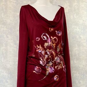 Bluză cu pictură florală, unicat - îmbrăcăminte și modă - haine damă - bluze damă - Artynos.ro