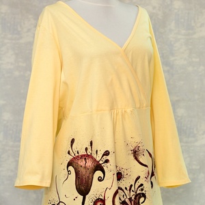 Bluză cu pictură florală, unicat - îmbrăcăminte și modă - haine damă - bluze damă - Artynos.ro