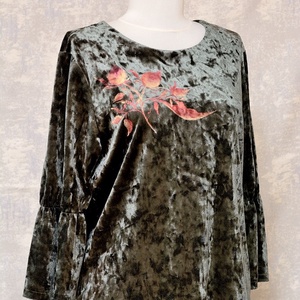 Bluză de catifea cu pictură abstractă, unicat - îmbrăcăminte și modă - haine damă - bluze damă - Artynos.ro